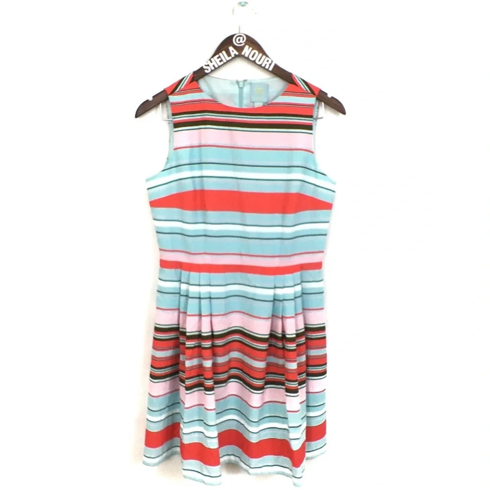 Cynthia Steffe Claiborne Striped Fit & Flare Drs - Picture 2 of 8